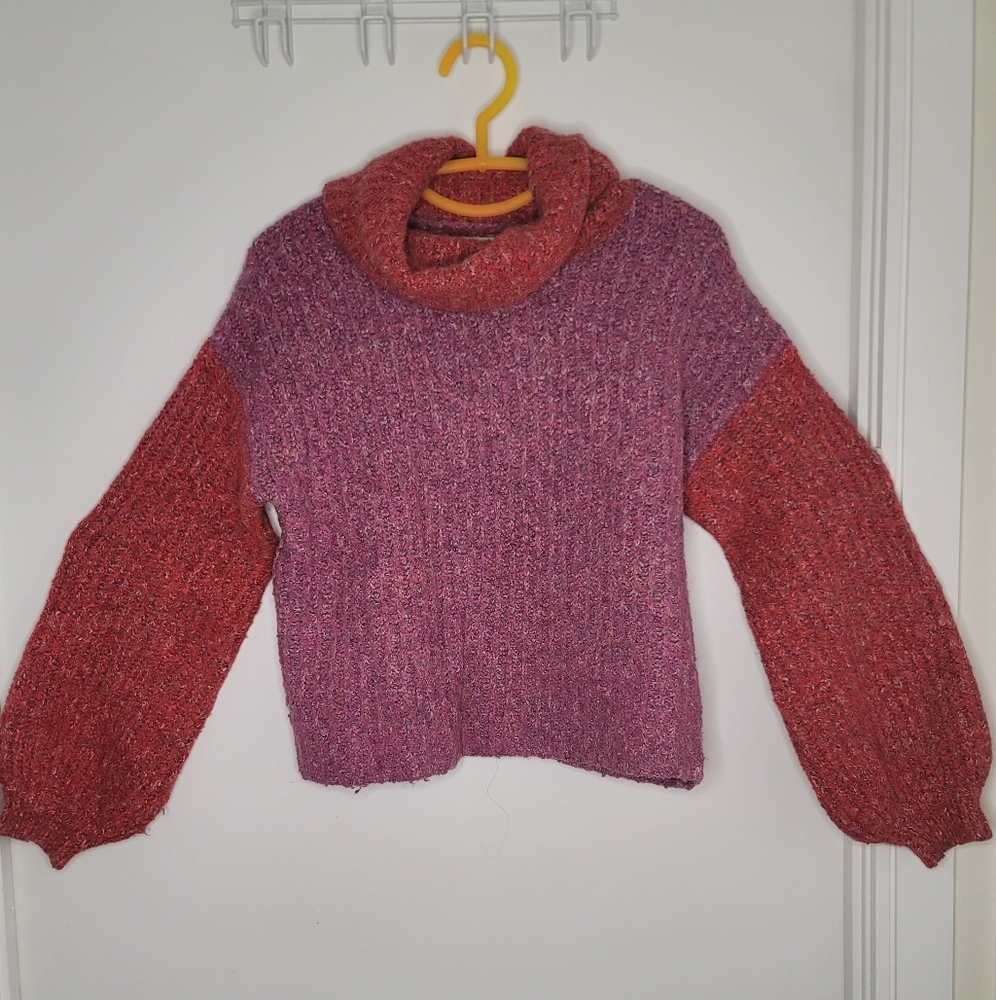 Kaisley Sz S/M Red/purple Colourblock Wool-blend Kniy Sweater